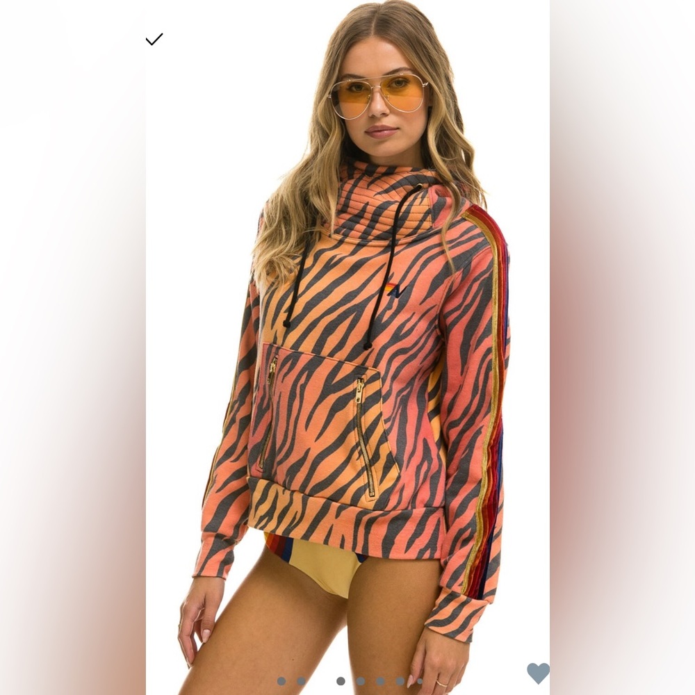 Aviator Nation Orange and Black Tiger Striped Hoodie ninja